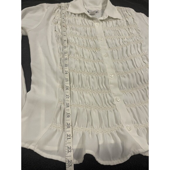 Pendleton Secretary Blouse Cream Womens Sz 8 Long Sleeve Ruffles Vintage - Picture 6 of 8